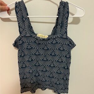 Marshalls Navy and Gray Patterned Crop Top